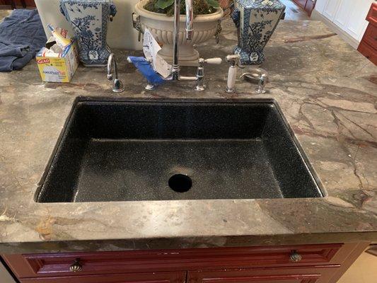 Job 3 After: Terrazzo sink repair and refinish