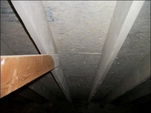 The plywood in the attic was covered in mold, so we re-insulated the plywood, that the house will have the circulation.