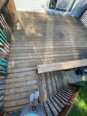 Before: Pressure washing deck