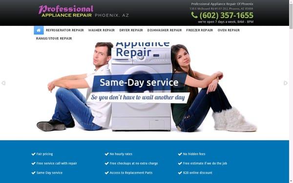 Professional Appliance Repair of Phoenix, (602) 357-1655
 www.appliancerepairofphoenixaz.com Affordable rates and $20 discount on appliance