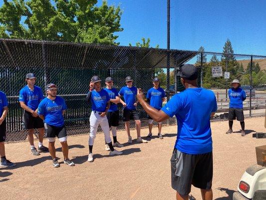 EJ instructing the Warriors team.