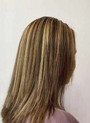 Full highlights and "keratin "treatment.