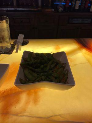 1/2 eaten bowl of spicy edamame. Delicious however 1/2 because my mouth is on fire.