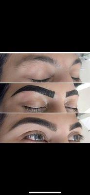 Eyebrow thread wax and tint