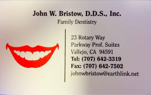 Dr. Bristow takes pride in what he does. Been coming here since I was a kid and my teeth have always been taken care of.