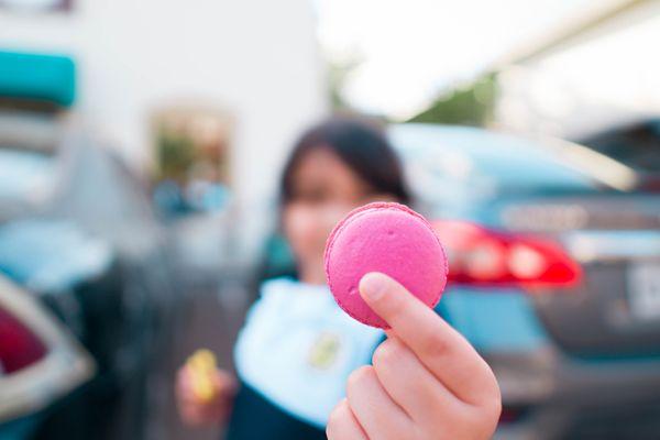 My kid enjoying a macaroon