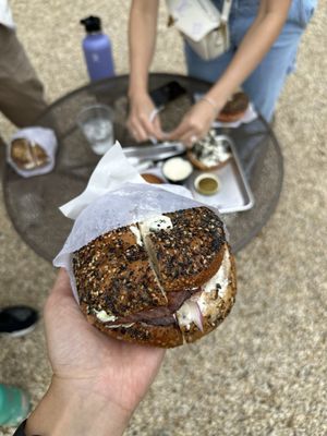 Pastrami smoked salmon bagel