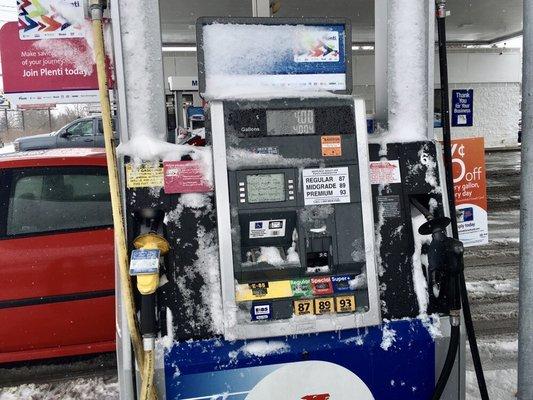 E85 pump caked in snow