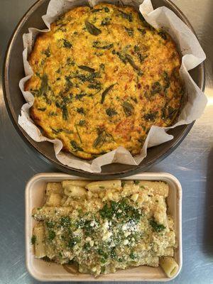 Baked Veggies Frittata & Creamy Italian Cauliflower Pasta