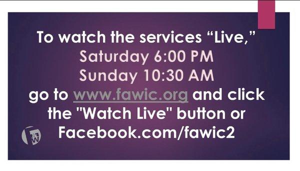 Watch us live on our website or Facebook!