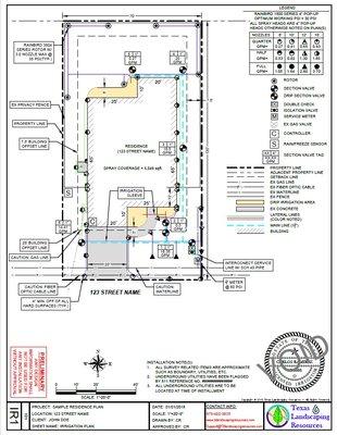 Based on a real blueprint/plan
Permit pulling for a new design.

#example plan
#Irrigation plan
#autocad designs