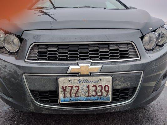 This is a picture of the front of my car after a so-called wash.