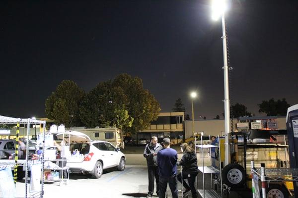 King Solarman's Solar Light Towers are used at Google Shopping Express, Palo Alto, serving all the drivers working at night time