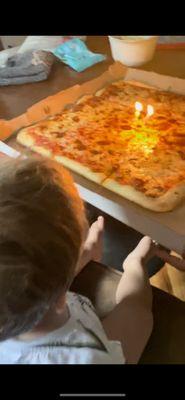 Delicious birthday pizza!