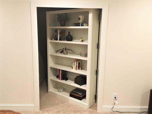 Hidden room behind bookshelf