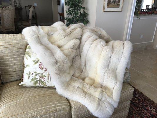 A full length coat becomes a gorgeous fur throw!