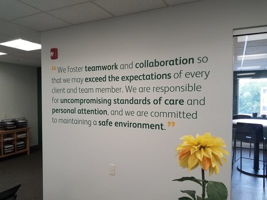 Our Mission Statement in our Office.