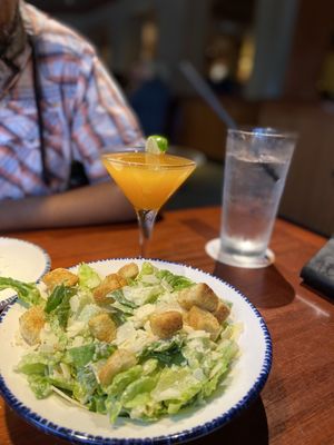 Classic Caesar Salad and mango martini