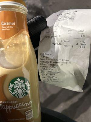 Receipt and drink purchased.