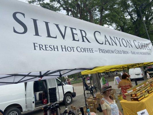 Stall at the farmers market in Boulder