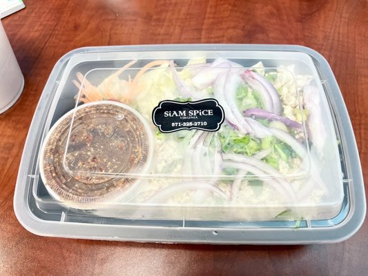 Thai Chicken Salad (Larb) - ordered it to go - $8 - get the spicy dressing on the side - AMAZINGLY DELICIOUS!