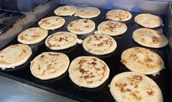 Flat top full of our signature pupusas.