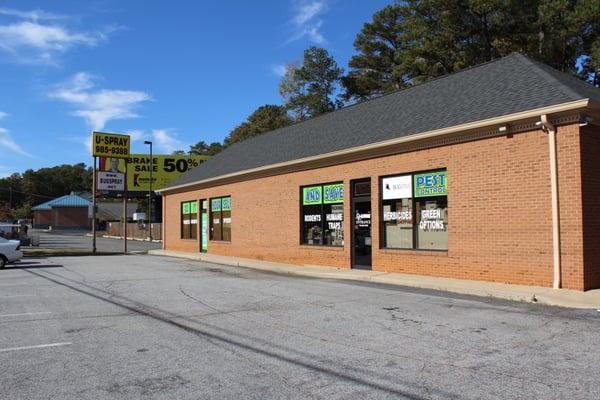 View of the outside front of store.  Closest door is the sates enterance.