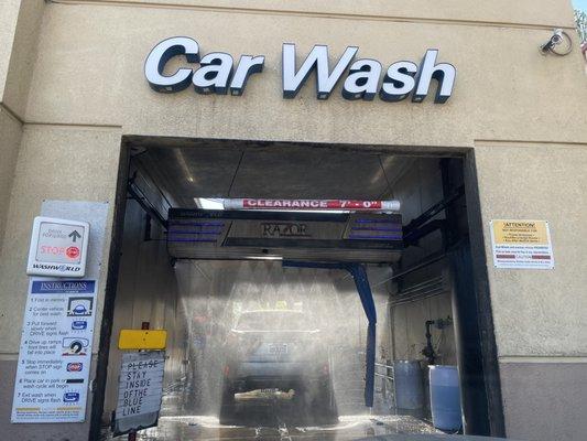 Entrance to touchless car wash