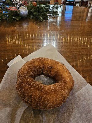 Complimentary donut and hot cocoa