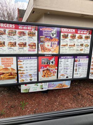 Drive thru menu