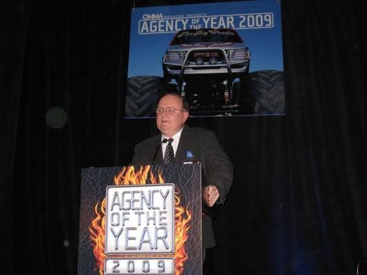 CEO Don Scales giving the acceptance speech at the OMMA Awards for iCrossing being named  "2009 Search Agency of the Year"