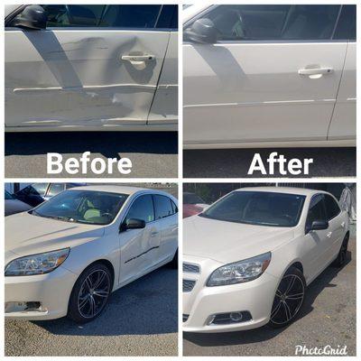 Before and after of 2013 Chevy Malibu.