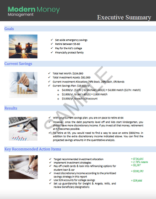 Sample Financial Plan Summary