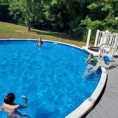 our pool on the second day after taking cover off