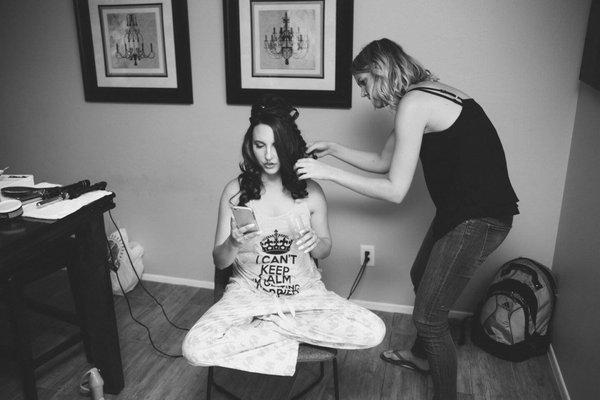 Carla getting the bride beautiful for the big day