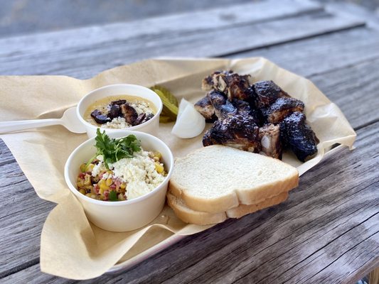 Smoked Meat Platter - Rib Tips, Grits, Esquites