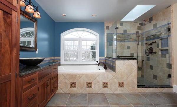 Bathroom remodel with large tub and walk-in shower