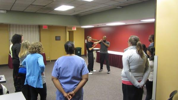 Self defense workshop at the Aurora North Medical Center