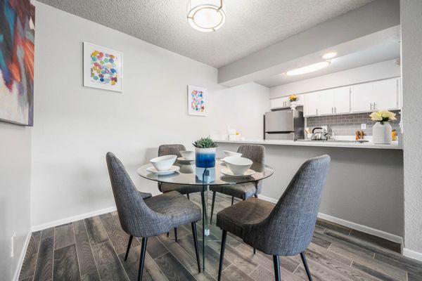 Staged dining and kitchen