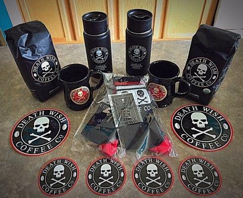 Death Wish Coffee! Loving the thermos, mugs and socks!