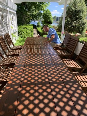 Resurfacing and refinishing outdoor antique dining table