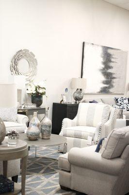 All furniture, rugs, art, and accessories in our showroom are available As Is or custom order.