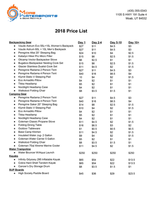 2018 Prices