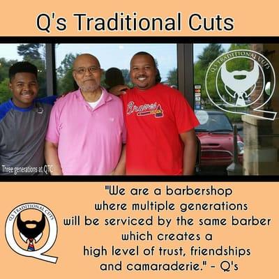 Three generations at Q's Traditional Cuts. 

800 N Main Street #110
Alpharetta, GA 30009
(678) 235-5963