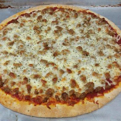 Try our 16" pizzas, made with your choice of meat topping.