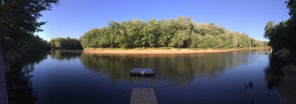 View of the dock and raft on the Saco.