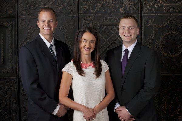 L to R: Dr. Darin Bach, DDS, FAGD, Diplomate, ABDSM; Dr. Hally Bach, DDS; & Dr. Clayton Conroy, DDS