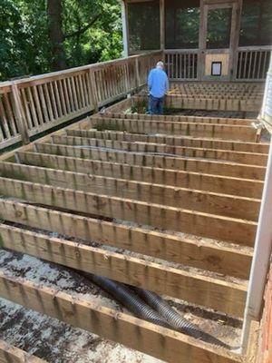 Decking and rotten joists removed