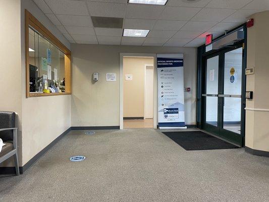 The waiting area offered plenty of seating for patients and their companions.