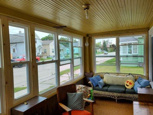 New sunporch windows and framing.